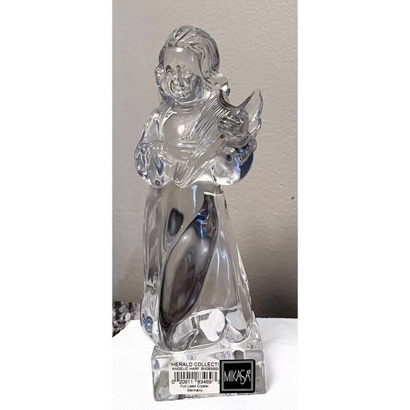 Mikasa Glass Angel with Harp Full Lead Crystal Herald Collection Made in Germany - Picture 3 of 6